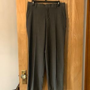 Dark grey dress slacks.